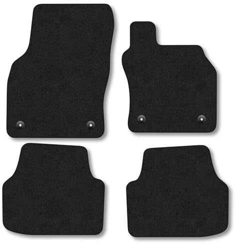 Skoda Octavia (2013-2020) Car Mats Accessories Tailored Fit Carpet Floor Mats Non Slip Black Trim Full Coverage Compatible Accessory Front Rear Set Anti Slip Granulated Backing Hand-Finished Clips