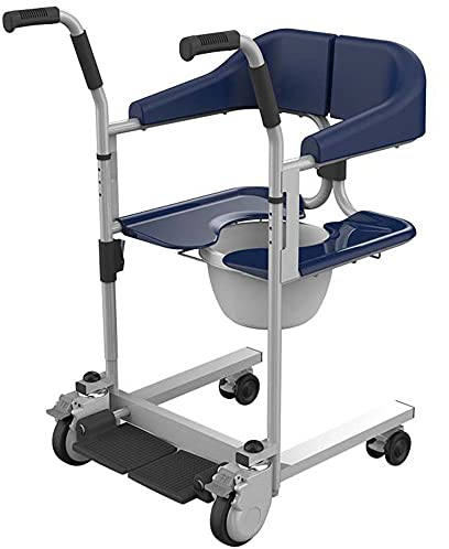 ZWJABYY Duschrollstuhl,Toilettenrollstuhl,Premium Toilettenstuhl Fahrbar,HöHenverstellbar Rollstuhllifte FüR Zuhause,265Lb KapazitäT,Mit Sicherheitsgurt,BasicEdition-Blue