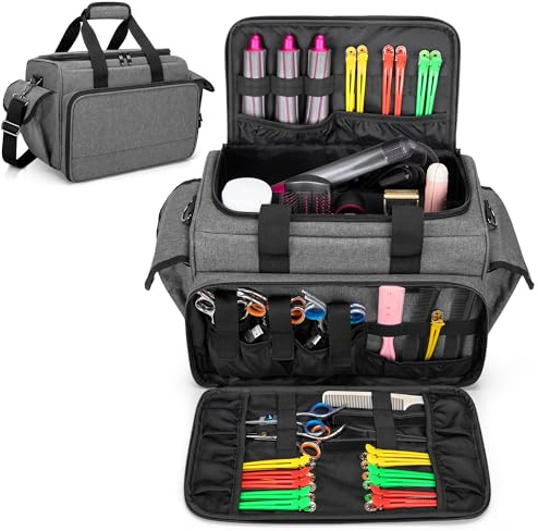 BAFASO Professionelle Friseurtasche, Kosmetiktasche für Friseur Werkzeug | Reisetasche für Frisör und Friseurin, Salon Zubehör, Friseur Tasche für Friseurschere, Haarschneider, Grau
