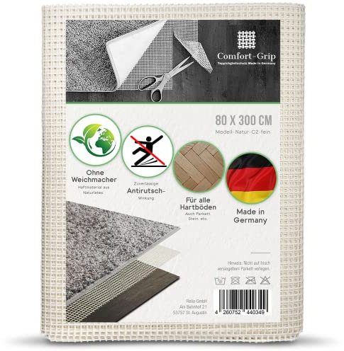 Comfort-Grip Teppichunterlage -OHNE WEICHMACHER- für Läufer (80 x 300 cm, Haftgitter-Natur) Antirutschmatte