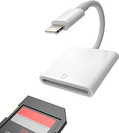 Lecteur de Carte SD pour iPhone Mémoire Stick Adaptateur Lightning vers Caméra pour iPad 13 12 11 Pro Max X XS XR 8 7 6 Plus Air Mini Accessoires Certifié MFI Adaptador Visionneuse Caméra Téléphone
