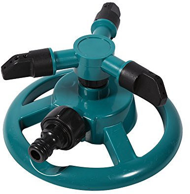 Irrigatore rotante a 360°, sistema di irrigazione con 3 ugelli, irrigatore per prato, irrigatore da giardino, facile collegamento del tubo, irrigatore per cortile, irrigatore da giardino
