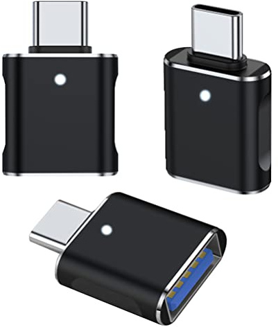 Mepsies Adaptador USB C 3 Piezas, Adaptador USB 3.0 Hembra a USB-C Macho | Adaptador USB C a USB 3.0, Compatible con MacBook, iPhone 17/16/15, Samsung Galaxy S25 S24 A56 A16 A36, iPad, y Más, Negro