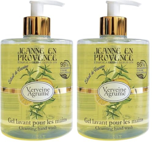 JEANNE EN PROVENCE - Gel Lavant Mains - Parfum Verveine Agrumes - 90% D'Ingrédients D'Origine Naturelle - Fabriqué En France - Flacon 500 ml (Lot de 2)