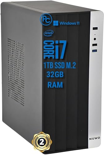 Pc Fisso i7 intel core i7-6700 Cpu fino a 4.0ghz, 32gb Ram Ddr4, 1TB Ssd M.2, Wifi Incluso USB, Windows 11 Pro, Office 2019, Computer PC Desktop completo per ufficio,casa pronto all'uso
