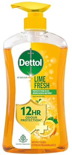 Dettol Body Wash and Shower Gel, Lime Fresh, 500ml, Soap-Free, 12h Odour Protection