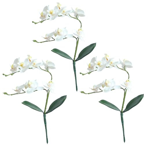 Comebachome Fake Orchidee, 3pcs 18 -Zoll -Künstliche Orchideenzweig, realistische Phalaenopsis -Blumen, Faux Orchidee für Hochzeitsartikelhäuser Dékor (weiß)