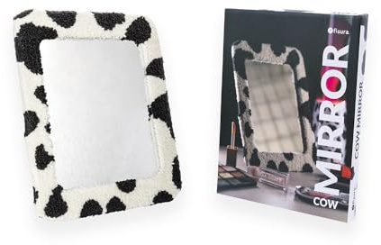Fisura – Espejo de Mesa Original “Vaca”. Espejo para Maquillaje de 25 centímetros. Espejo Decorativo de Pared Estampado. Espejo pequeño para Mesa.
