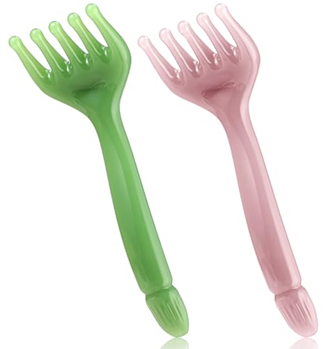 JIEYAO 2 Stück Kopfhaut Massagegerät aus Harz,Gua Sha Kamm Kopfhaut Massagebürste Kopfmassagegerät Fünf Klauen Gesicht Massagegerät Multifunktionales für Kopfhaut Kopf Nacken Lymphmassage Selbstpflege