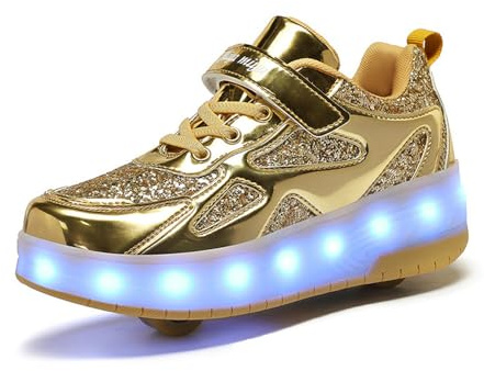 Mateju Schuhe mit Rollen für Jungen Mädchen Kinder Rollschuhe Schuhe mit 2 Rollen, 2 in 1 Turnschuhe Versenkbarer, Damen Herren Roller Schuhe Turnschuhe Skateboardschuhe 29-40 EU