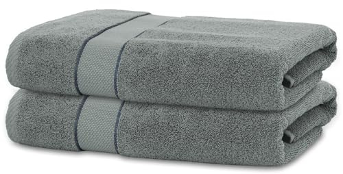 BANANALU 2 Badetücher 70x140 cm 100% Baumwolle Badetuch Duschtuch Grau-Grün