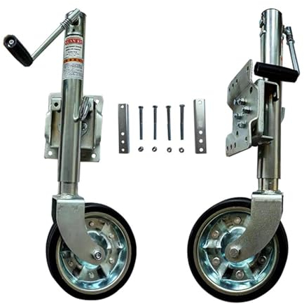 QICBYING Ruotino D'appoggio Rimorchio - Ruotino D'appoggio Zincato, Ruota Tastatore per Rimorchio per Carichi Pesanti 20cm, Supporto Ruota Tastatore Pieghevole, Portata 750kg, Sollevamento 25 Cm