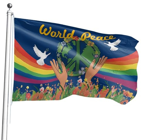 Bandiere della pace per esterni,Bandiera della pace, Bandiera banner simbolo segno di pace, Bandiera della pace mondiale da esterno, 9,1 x 1,5 m, colore vivido con occhielli in ottone, decorazione da