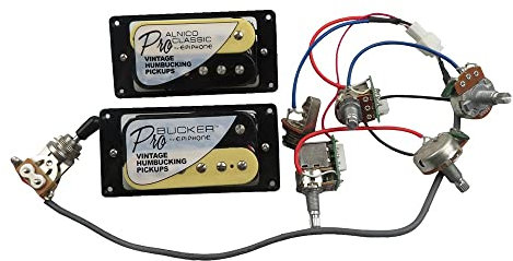 Alnico Gitarren-Tonabnehmer, klassisch, Vintage und Pro Bucker, Humbucker, E-Gitarre mit Profi-Kabelbaum, Tonabnehmer für E-Gitarre (Zebra BK)