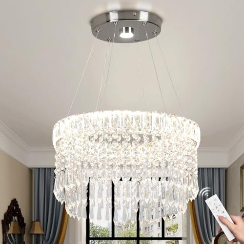 Cainjiazh Lampadari moderni di cristallo Lampadario di lusso a goccia 45cm sospensione con montaggio ad incasso Illuminazione lampadario a soffitto per sala da pranzo soggiorno cucina isola