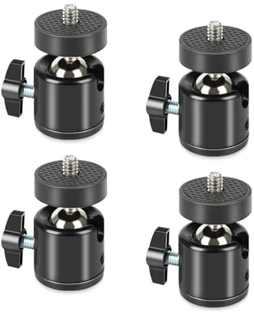 Acuxiaza Mini testa a sfera da 1/4 di pollice girevole mini vite a sfera montaggio treppiede confezione da 4 pezzi 360 gradi girevole treppiede testa a sfera adattatore di montaggio per fotocamera
