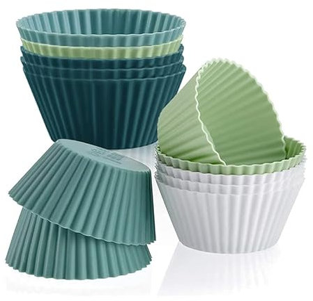 Pirottini per muffin in silicone 24 pezzi, riutilizzabili, in silicone, per torte, crema pasticcera, budino