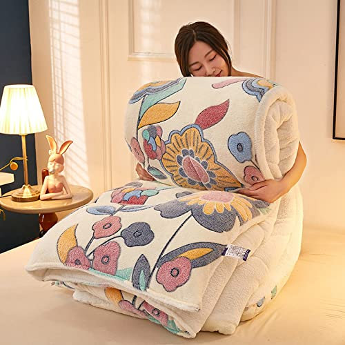 YDHTIZ Winter Steppdecke, Flauschige Kaschmir Steppdecken Für Allergiker Duvet, Verdicken Sie Lamm Kaschmir Decke Winter Weißhe Warme Bettdecke Bettwäsche,B,150x200cm(2kg)