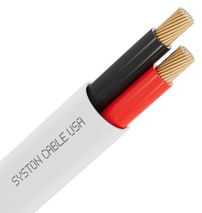 SYSTON 16/2 Fire Security Control Alarm Cable Wire, 16 AWG 2 Conductors 100% Stranded Copper, Plenum-Rated CMP/CL3P Unshielded, UL/ETL Listed, for Indoor/Outdoor Low Voltage Application Use - 100 FT