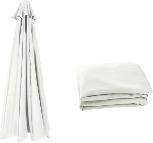 Miecoae Telo di Ricambio per Ombrellone 8/6 Stecche Protezione Copertura Ombrello Baldacchino Rechange Impermeabile Tela Ombrelloni Esterni da Giardino Solo Tettuccio(Beige Bianco,6 Ribs 3.0m)