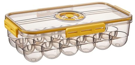 DIYEAH Caja para Huevos Amarilla de Celdas con Tapa Organizador Seguro y Resistente para Refrigerador Soporte Práctico de Almacenamiento Doméstico para Huevos Material Inodoro y Protector