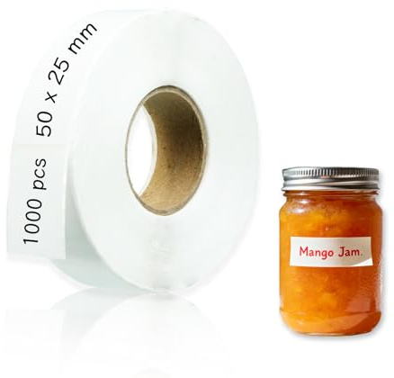 1000 Stück Etiketten Selbstklebend,25 x 50 mm Aufkleber zum Beschriften Wasserdicht & Ablösbar, Klebeetiketten Gefrieretiketten für Marmeladengläser, Küche, Büro
