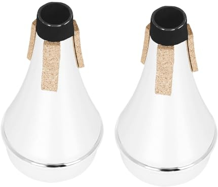 Kisangel 2pcs Plastic Trumpet Mute Straight Mute Trumpet Practice for Training Lightweight Noise Reduced for Wind Instrument Performance Silver