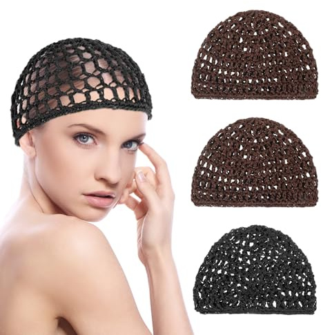 4 Pack Hair Nets for Sleeping in, Hair Net for Sleeping Snood Bonnets, Fitted Comfortable Mesh Cap for Keep Curls, Shower, Ballet, Bath