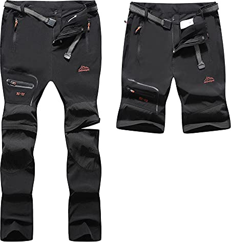 BenBoy Pantalon Randonnee Homme Imperméable Ete Outdoor Trekking Pantalons Shorts Zip Off Séchage Rapide Respirant Escalade Camping Pantalon de Montagne(Noir,XL)