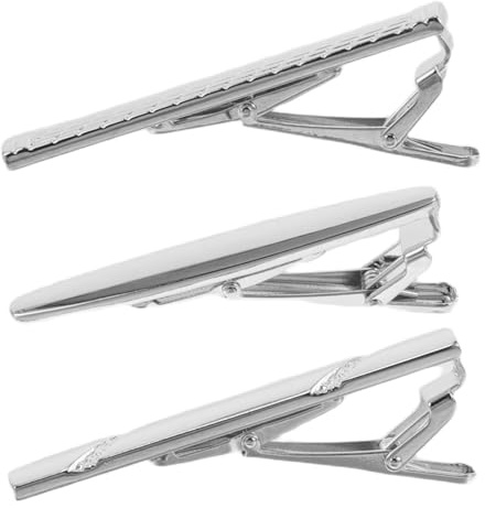 Generic 3 St Polerade Slipsklämmor för Män med Graverad Blank Yta Stilfulla Slipsnålar i Silver för Formella Tillfällen Bröllop och Affärsevenemang