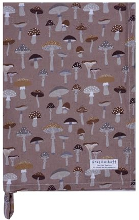 Krasilnikoff - KW13658 - Geschirrtuch, Pilze, braun, Mehrfarbig, Baumwolle, Bedruckt, 50cm x 70cm