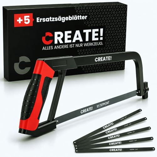 CREATE Metallsäge - 300 MM mit verstallbarem Sägeblatt.(inl. 5 Ersatzsägeblätter)
