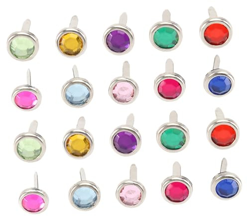 SOLUSTRE Mini Brads Rotondi Facili da Installare 100 Pezzi in Ferro e Acrilico per Tenere Nastri e Fissaggi Colore Casuale per Scrapbooking e Creazioni Artigianali