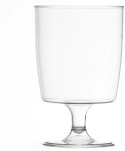 Regalzone 30 x one Piece Disposable Plastic Wine Glasses (200ml). for picnics, Camping, Glamping, Festivals, Outdoor Pool, BBQ, Garden and Special Occasions. Offer Pack of 30 Glasses