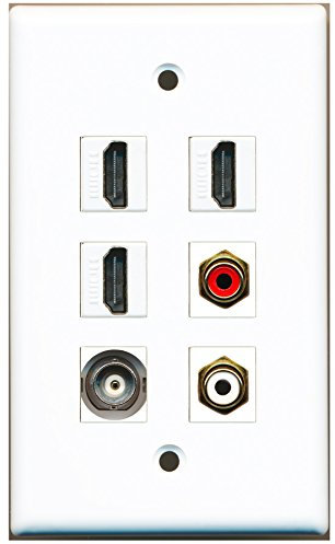 RiteAV – 3 HDMI 1 puerto RCA rojo 1 Puerto RCA blanco 1 Puerto BNC placa de pared