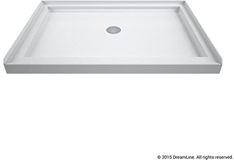 DreamLine SlimLine 34 in. D x 42 in. W x 2 3/4 in. H Center Drain Single Threshold Shower Base in White, DLT-1134420