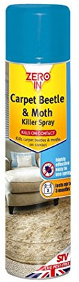 3xZero In Carpet Beetle & Moth Killer Spray, 300 ml Aerosol, Treatment for Carpets, Upholstery and Surfaces in the Home