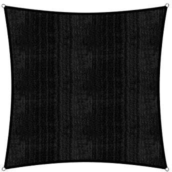 Lumaland Voile d'ombrage Cordes de Fixation incluses | Carré 5 x 5 mètres Protection Solaire | 100% HDPE avec Le Filtre UV de Protection [Noir]
