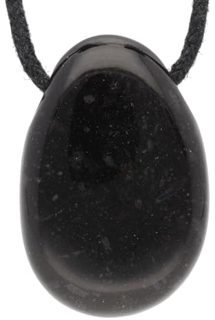 Lebensquelle Plus Onyx Tropfenanhänger | Gebohrter Trommelstein Anhänger mit Baumwollband | Hochwertiger Edelsteinanhänger