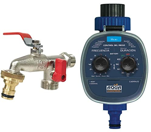 Aqua Control Programador C4099O + Grifo Doble de Jardín.