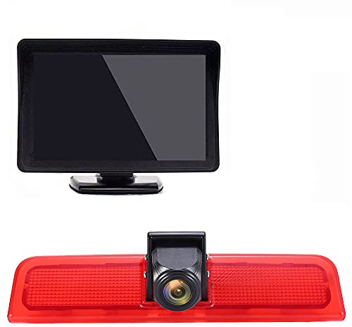 「12mm Objektiv CMOS Rückfahrkamera + 4.3 Zoll TFT LCD Bildschirm Monitor」Bremsleuchte Auto Dach Rückfahrkamera für VW Caddy Life 2K Facelift III Kasten 2KA Kombi Cross Maxi Tdi dritte 3 2003-2014 Bj