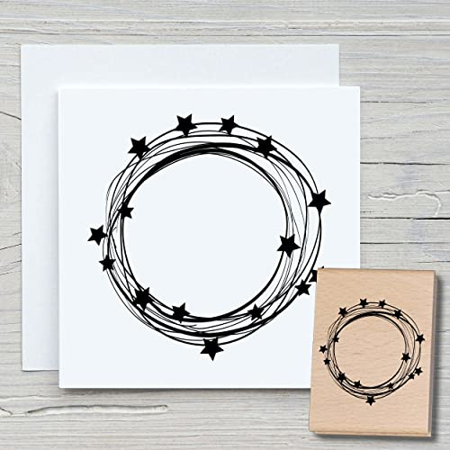 NEWSTAMPS Stempel Sternenkreisel Motivstempel aus Holz & Gummi zum Karten und Geschenke basteln, Holzstempel für Weihnachten, Weihnachtskarte, Advent, Scrapbook, Textilstempel, Deko, Freunde