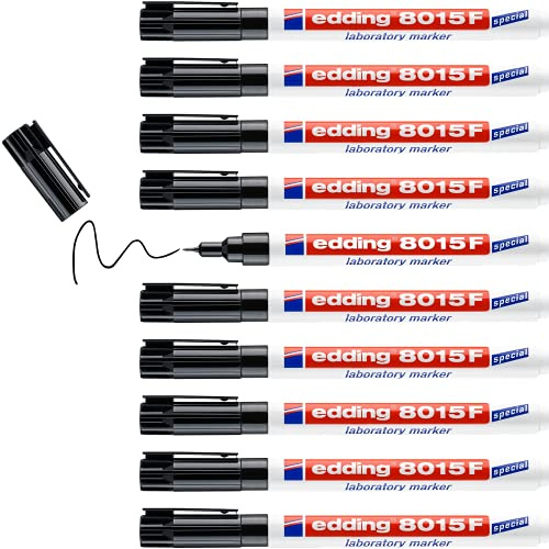 edding 8015 F Labormarker - Schwarz - 1 Stift - Rundspitze 0,75 mm - ideal für extra feine Beschriftungen auf glatten und transparenten Oberflächen (Teströhrchen, Laborinstrumente, Etiketten)