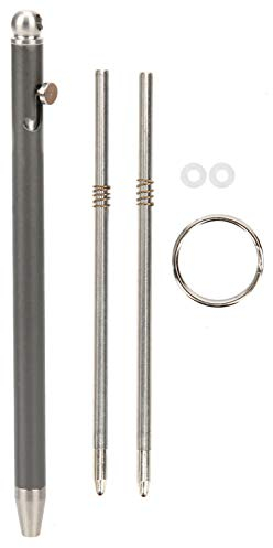 Alomejor Mini-Kugelschreiber, Tragbarer EDC-Schlüsselanhänger aus Reinem Titan, Signaturstift-Schreibgerät(grau)