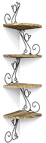 Alsonerbay Eckregal in Katzenform, 4 Ebenen, wandregal Holz für kleine Räume, einzigartige Regal Wand für Katzenliebhaber, Stauraum für Schlafzimmer und Badezimmer (Braun)
