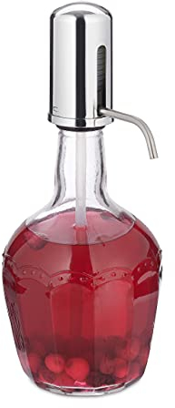 Relaxdays Distributeur d’Eau, Pompe à Main, Fontaine à Boissons Manuelle, capacité de Remplissage de 2,4 l, Transparent