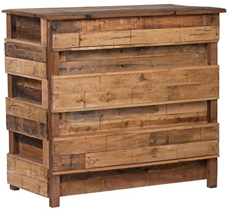DESIGN DELIGHTS Rustikaler BARSCHRANK Basta | 150x100x50 cm (BxHxT), Massivholz | Bartresen, Minibar, Vintage Weintheke, Verkaufstheke, Holzbar, Bartisch, Empfangstheke