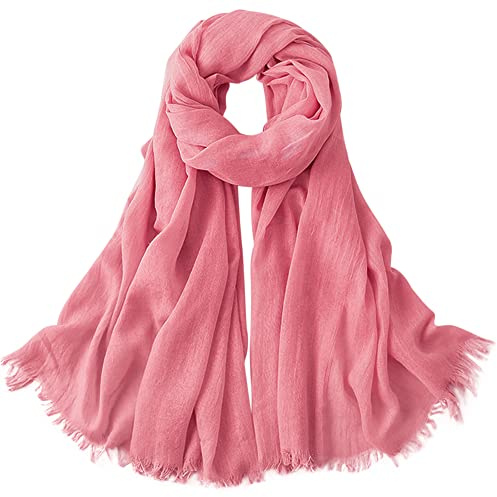 Camilife Damen Herren Viskose Langer Schal Tuch Stola Halstuch Sonnenschutz Groß Strand Schultertuch Tuch Wickeln mit Fransen Super Weich Komfort für Frühling Einfach Basic 95×195cm - Einfarbig