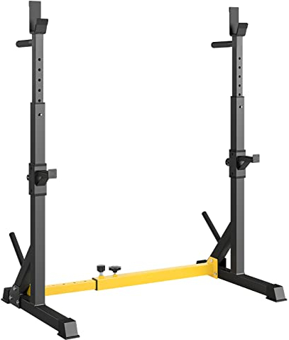 LIFERUN Squat Rack Hantelständer, Kniebeugenständer, verstellbare Langhantelablage höhenverstellbar, Multifunktions Barbell Rack für für Sportstudio Zuhause Gewichtheben Bankdrücken bis 250 kg (Gelb)
