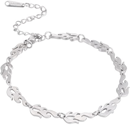 unift Flamme Armband für Damen Herren Edelstahl Gothic Stil Flame Link Kette Armband Hip Hop Cool Verstellbares Armband Harajuku Schmuck Kein Edelstein, Ohne Edelstein